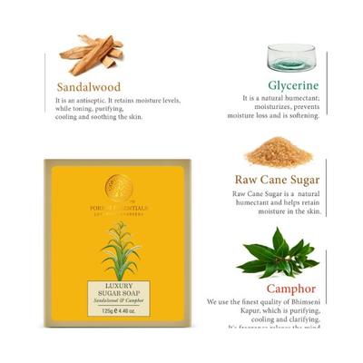 Forest Essentials Luxury Sugar Soap Sandalwood & Camphor Soap 125gm - Soaps
