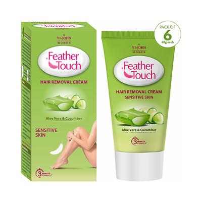 Vi-John Women Feather Touch Hair Removal Cream - Aloevera & Cucumber - 40gm each 6's - Lotions & Creams