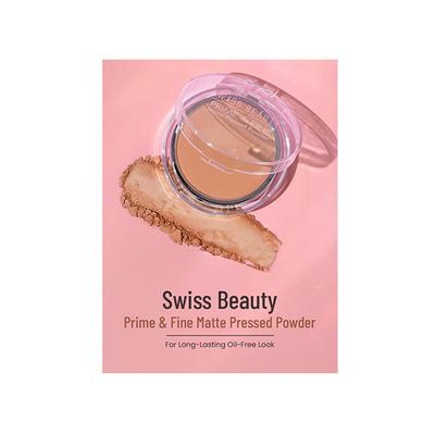 Swiss Beauty Prime and Fine Matte Pressed Powder - (Natural Beige ) 8 gm - Compact Powder