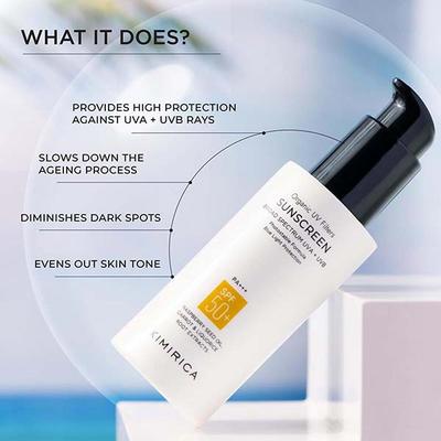 Kimirica Multi Protection Sunscreen SPF 50 PA+++ for UVA/B Protection with Liquorice Extract 100g - Face Sunscreen