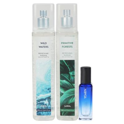 Ajmal Wild Waters & Primitive Forest EDT & Yearn EDP Pack Of 3 For Men & Women 520 ml - Perfumes (Edt/Edp)