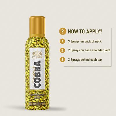 St. John Cobra Music Body Spray - Pack of 4 x 100 ml - Men Deodorants/Roll-Ons