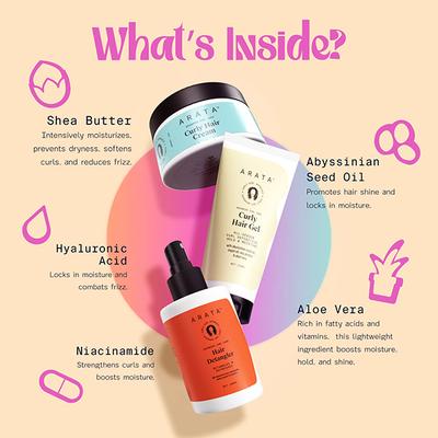 Arata Advanced Curl Care Hair Detangler (100 ML), Advanced Curl Care Hair Cream (100 GM), & Advanced Curl Care Hair Gel (150 ML) 350 gm - Hair Perms & Texturizers