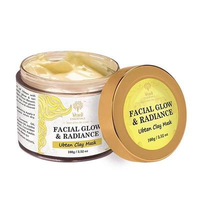 Khadi Essentials Ubtan Clay Mask Facial Glow Anti Tan with Haldi Chandan SLS Free 100 gm - Masks & Peels