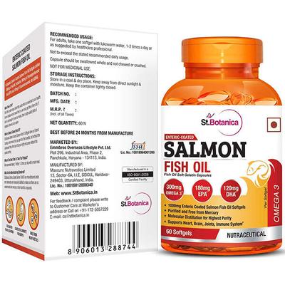 St.Botanica Enteric Coated Salmon Fish Oil Omega 3 Softgel 60's - Omega Fish Oil Fatty Acids