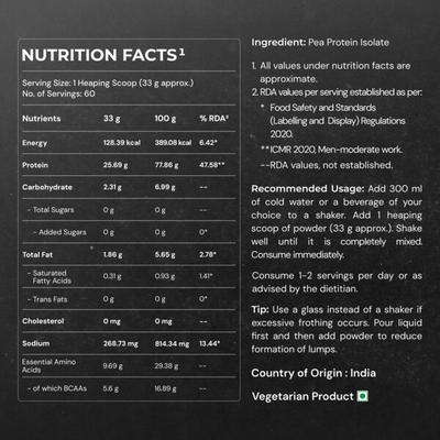 Nutrabay Pure Isolate Pea Protein Powder - Unflavoured 2 kg - Workout Essentials