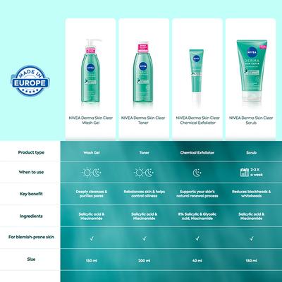 Nivea Face Derma Activate Wash Gel 150 ml - Face Wash & Cleansers