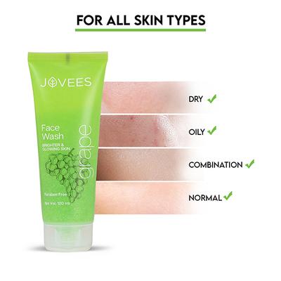 Jovees Herbal Grape Fairness Face Wash for Dull Skin and Paraben 120ml - Face Wash & Cleansers