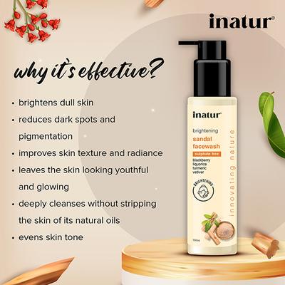 Inatur Sandal Fairness Face Wash 150 ml - Face Wash & Cleansers