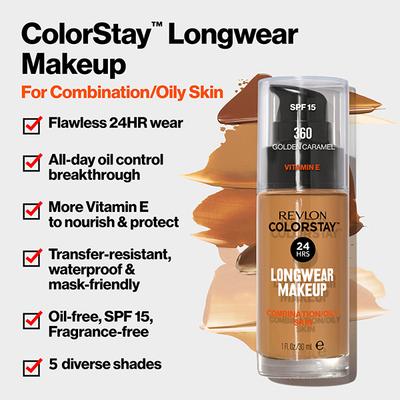 Revlon COLORSTAY LONG WEAR MAKE UP COMBINATION/OILY SPF 15 - GOLDEN CARAMEL 30 ml - Foundation