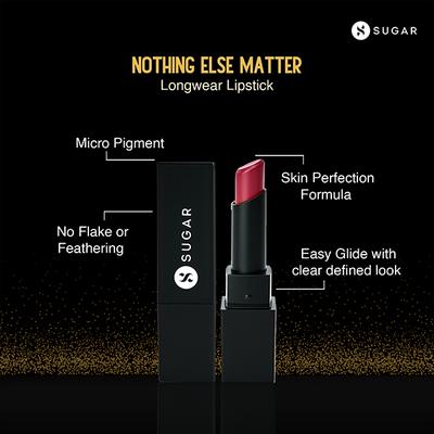 SUGAR Cosmetics Nothing Else Matter Longwear Lipstick - 17 Pep Talk (Hot Pink Watermelon Pink) 3.2 gm - Lipsticks