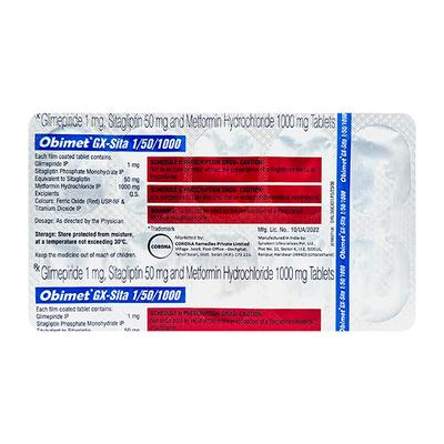 OBIMET GX SITA 50/1/1000 Tablet 10's - Diabetes-Ant