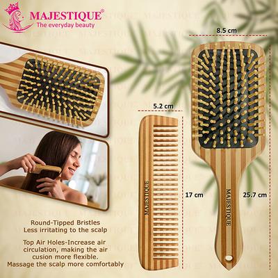 Majestique Paddle Detangling Hair Brush with Comb, Fiber Made for All Hair Types 2's - Hair Brushes