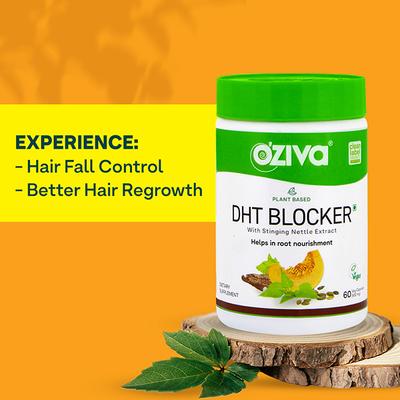 OZiva Plant Based DHT Blocker With Pine Bark for Hairfall Control & Follicle Stimulation (60 Capsules) 1's - Multi-Vitamins