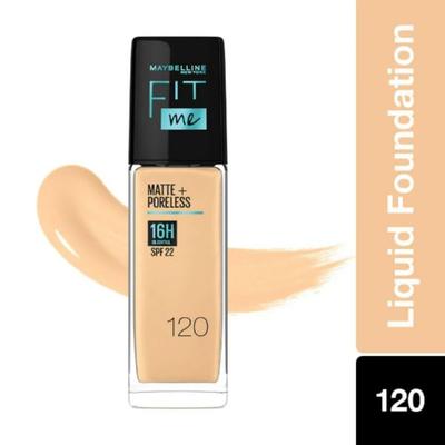 Maybelline New York Fit Me Matte plus Poreless Liquid Foundation, 120 Classic Ivory 30 gm - Foundation