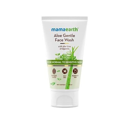 Mamaearth Aloe Gentle Face Wash with Aloe Vera and Glycerin for Sensitive Skin, Dry to Normal Skin - 150 ml - Face Wash & Cleansers