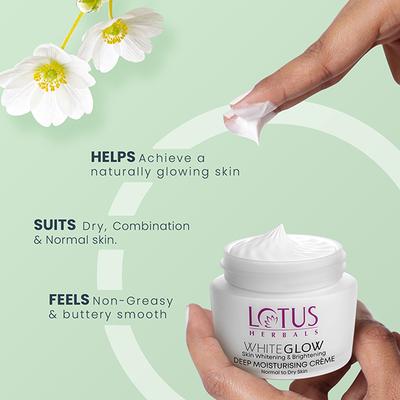 Lotus Herbals Whiteglow Skin Whitening & Brightening Deep Moisturising Creme Spf 20 Pa+++ 60 Gm - Face Sunscreen