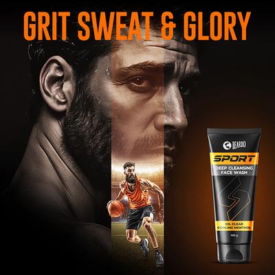 Beardo Sport Deep Cleansing Facewash for Men, Cooling Menthol, Oil Control 100 gm - Face Washes