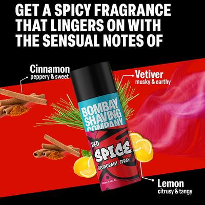 Bombay Shaving Company Body Spray for Men, 150ml each Red Spice and Black Vibe 2's - Men Deodorants/Roll-Ons