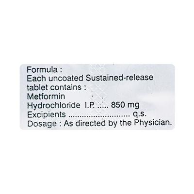 Glyciphage SR 850mg Tablet 10'S - Diabetes-Ant