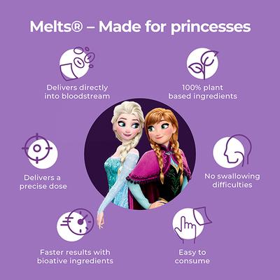 Wellbeing Nutrition Frozen Elsa and Anna Melts Kids Organic Multivitamin with Vitamin A B-Complex C D (30 Strips) - Multi-Vitamins