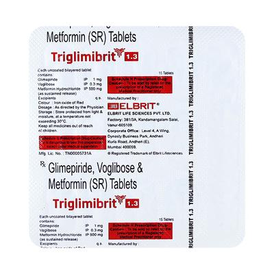 TRIGLIMIBRIT 1.3 Tablet 15's - Diabetes-Ant