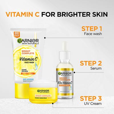 Garnier Bright Complete 3X Vitamin C+Lemon Serum Cream UV 45gm - Lotions & Creams