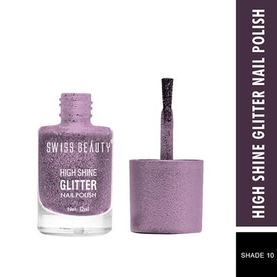 Swiss Beauty High Shine Glitter Nail Polish - (Shade-10) 12 ml - Highlighters & Illuminators