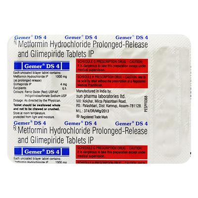 Gemer Ds 4Mg Tablet 10's - Diabetes-Ant