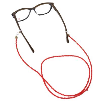 Modisch Red Moti And Golden Diamond Shine Stone Sunglasses Chain (JC-16Sr) 1's - Wearables Sunglasses