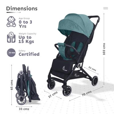 R for Rabbit Pocket Air Stroller Stroller - Green Black 1's - Baby Safety