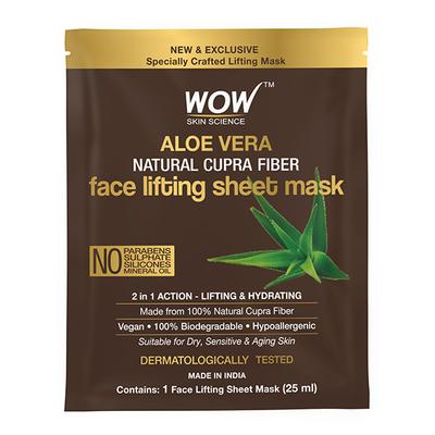 WOW Skin Science Aloe Vera Natural Cupra Fiber Face Lifting Sheet Mask 25 ml - Sheet Masks