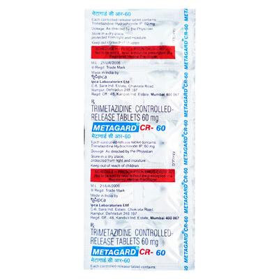 Metagard CR 60mg Tablet 10'S - Angina