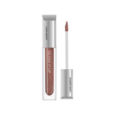 Love Earth Liquid Lip Gloss -Honey Dip for Soft & Dewy Lips Enriched with Vitamin E & Almond Oil (Brown Glitter) 3 ml - Lip Glosses