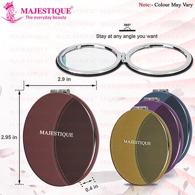 Majestique Round Latherite Finish Compact Mirror Fc85- Easy To Hold - Color May Vary 1's - Mirror