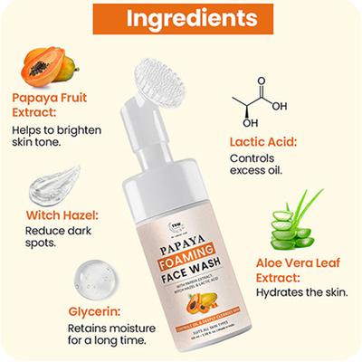 Tnw The Natural Wash Papaya Foaming Face Wash For With Lactic Acid And 100ml - Face Washes