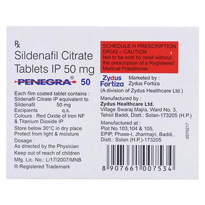 Penegra 50mg Tablet 4'S - Impotence/Erectile Dysfunction (Ed)