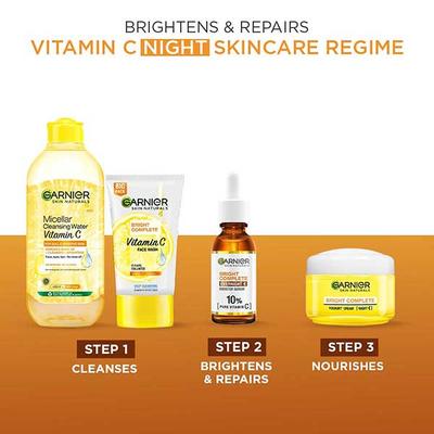 Garnier Bright Complete Night Vitamin C Serum with 10% Vitamin C for Bright Skin 30 ml - Face Serum