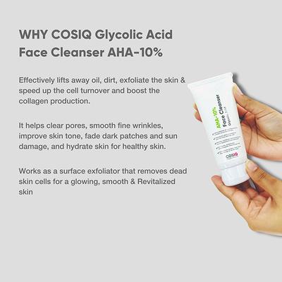 Cos-IQ AHA Glycolic Acid 10 percent Face Cleanser Face Wash For Acne and Pimple Glowing Skin for Unisex - 100 ml - Face Wash & Cleansers