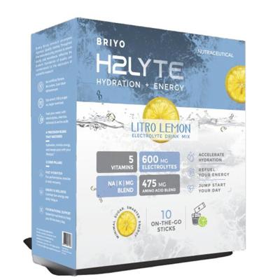 Briyo Daylift Hydration + Energy Electrolyte Drink Mix Sugar Free Sachets - Litro Lemon Flavour (Pack of 10 x 8 g) - Nutritional Supplement