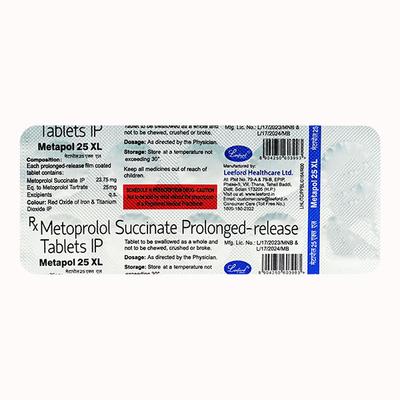 METAPOL XL 25mg Tablet 10's - Hypertension-Bet