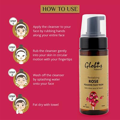 Globus Naturals Revitalizing Rose Foaming Face Wash 150 ml - Face Wash & Cleansers