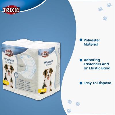 Trixie Diapers For Male Dogs Disposable M to L (40 to 60cm) 12's - Pet accessories