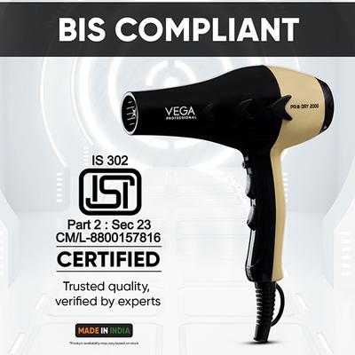 VEGA Professional Pro Dry 1800-2000W Hair Dryer for Salon Professionals & Home, (VPVHD-04) 1's - Hair Dryers