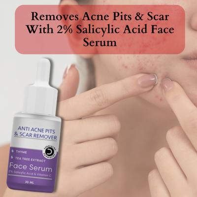 Dermistry 2% Salicylic Acid Anti Acne Pits & Scar Remover Face Serum 30ml - Face Washes