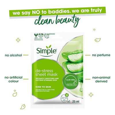 Simple Kind to Skin De-stress Sheet Mask 25 ml - Sheet Masks