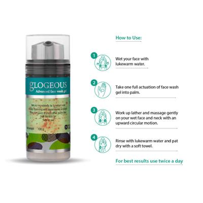 Glogeous Advanced Face Wash Gel 100gm - Cleanser-Oth