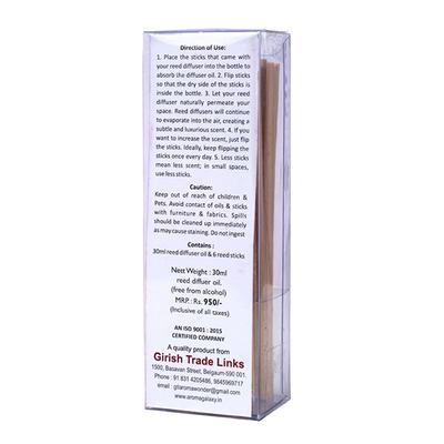 Aroma Galaxy (Alcohol Free) Fragrant Reed Diffuser Kit - Rose & Vanilla 30 ml - Carrier Oils