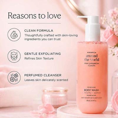 Kimirica Pink Caribbean Refreshing Shower Gel with Nourishing Olive Oil, All Skin Type 300ml - Shower Gels & Body Wash