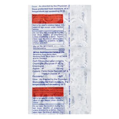 Clavix AS 150mg Tablet 15'S - Blood Clot-Ant